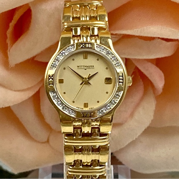 Wittnauer 2003 Diamond Accented Bezel Swiss Quartz Dress Watch - Picture 1 of 16